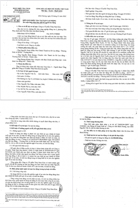 Kết luận về vụ tai nạn lao động tại Bình Dương làm một công nhân tử vong