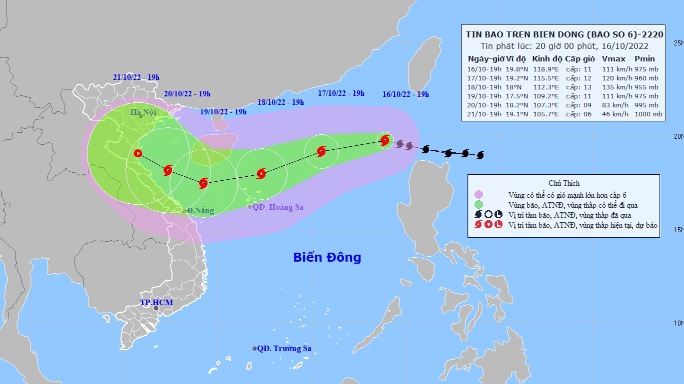 3 kịch bản bão số 6 đổ bộ đất liền