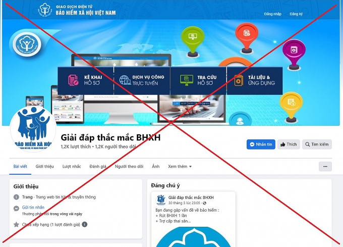 Người lao động cần cẩn trọng trước FanPage giả mạo cơ quan BHXH Việt Nam