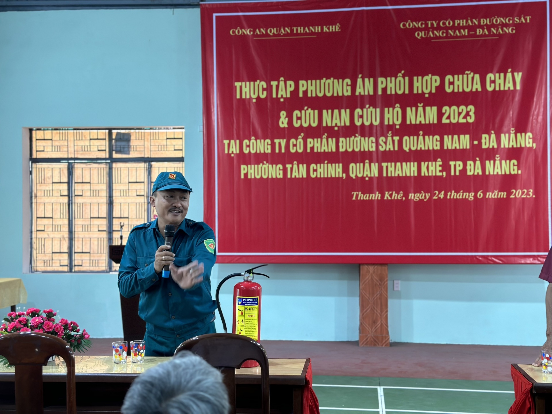 Diễn tập chữa cháy, cứu người tại Công ty CP Đường sắt Đà Nẵng-Quảng Nam