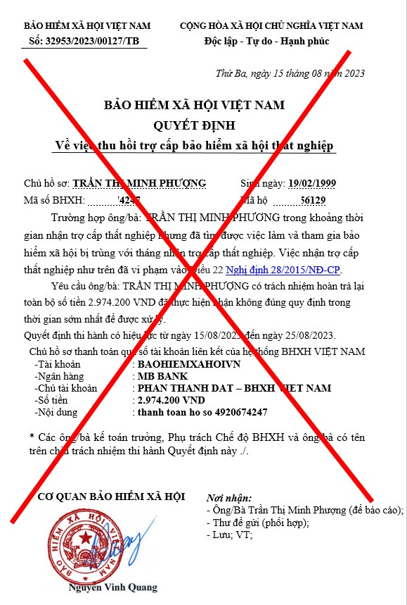 Cảnh báo chiêu lừa đảo thu hồi tiền trợ cấp thất nghiệp của người lao động