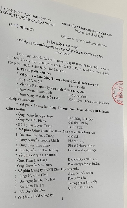 Đồng tình với phương án ủa doanh nghiệp, 400 công nhân ở Long An trở lại làm việc