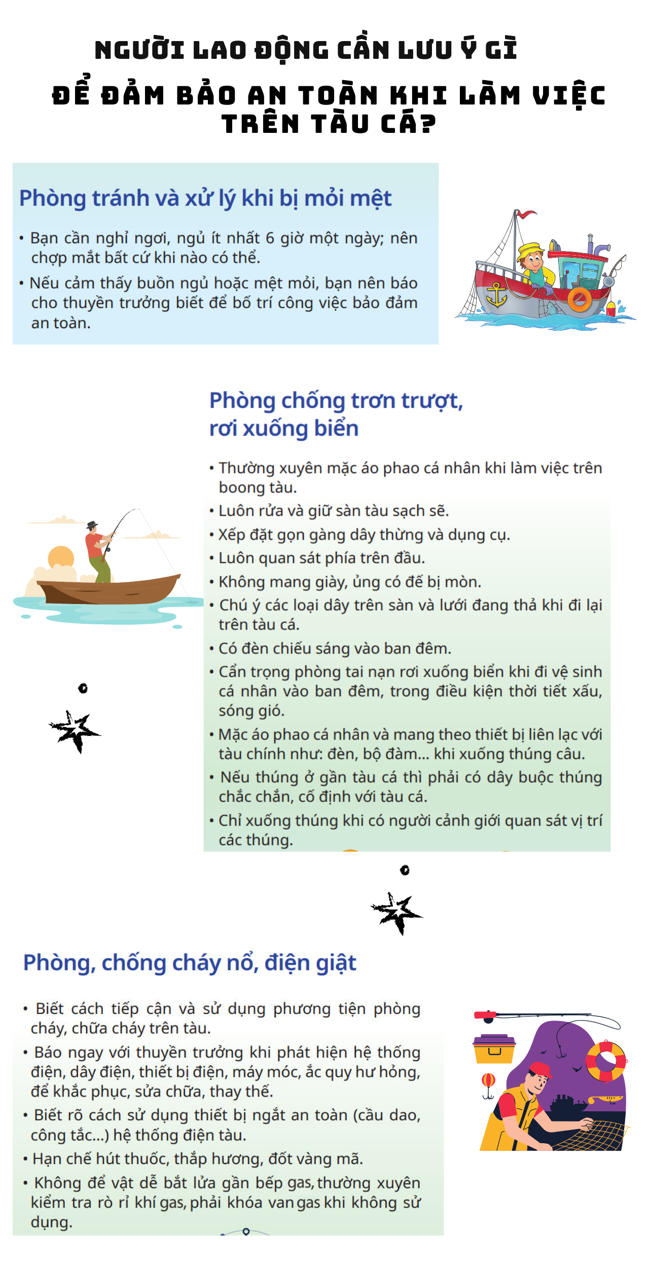 Người lao động cần lưu ý gì để đảm bảo an toàn khi làm việc trên tàu cá?