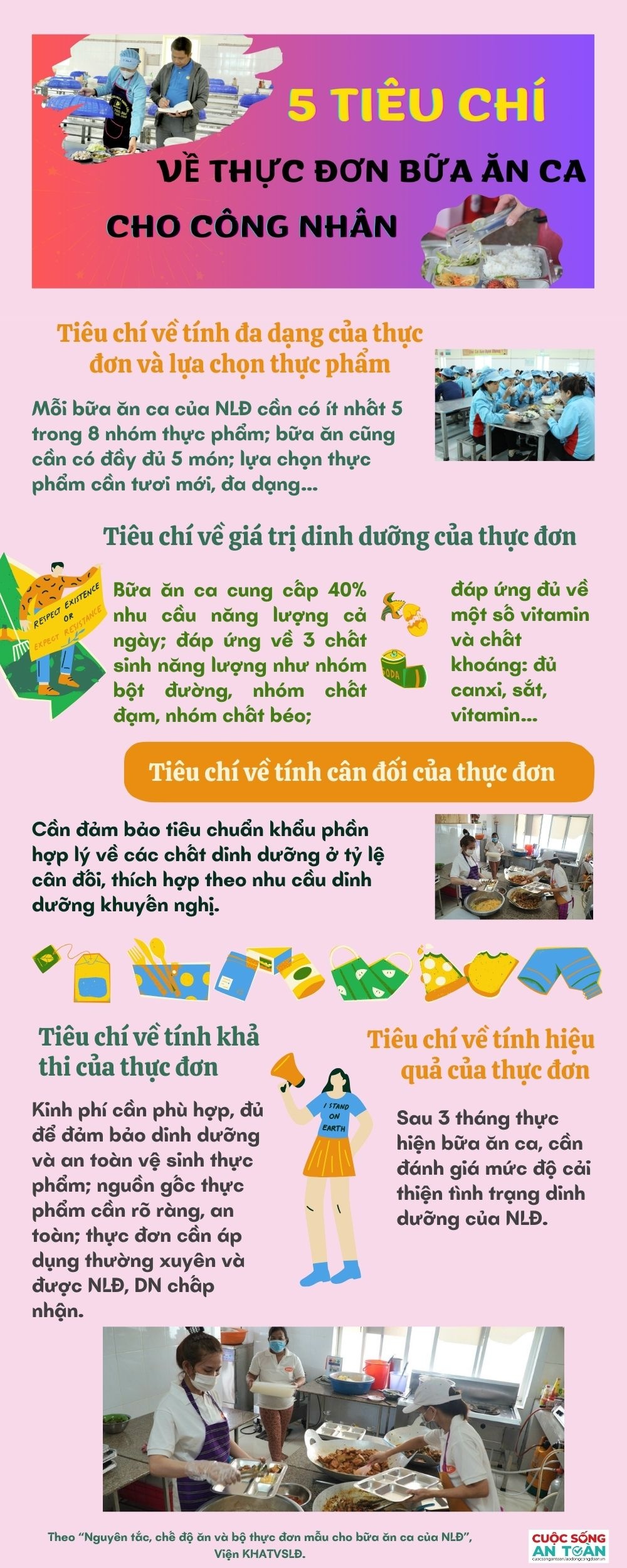 5 tiêu chí về thực đơn bữa ăn ca cho công nhân